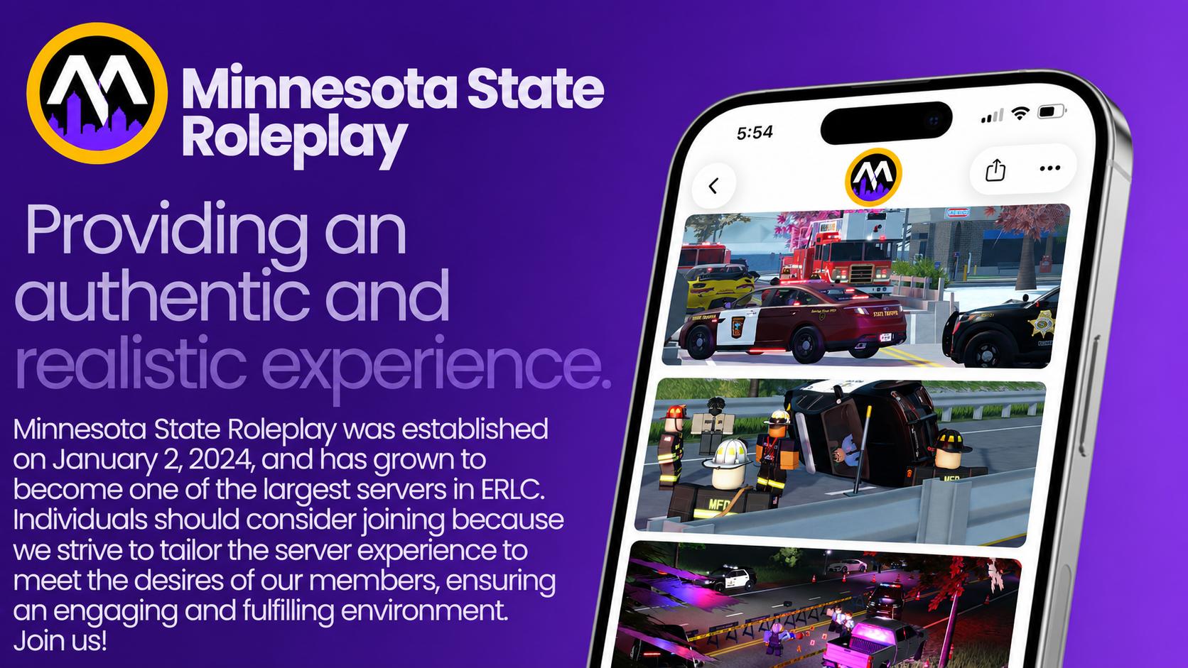 Discovery splash banner for Minnesota State Roleplay I VC Only® Discord server